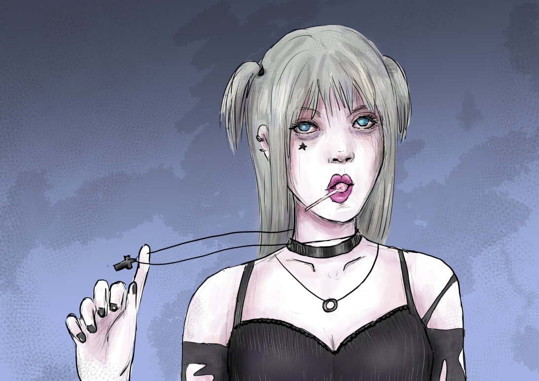 Goth Girl mit Lollipop